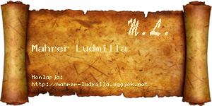 Mahrer Ludmilla névjegykártya